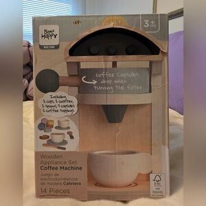 Bee Happy Wooden "KEURIG" Coffee Machine Toy For Toodlers 14 Pc
